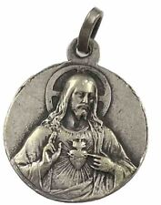 Vintage Catholic Sacred Heart Jesus, Basilique Montmarte Silver Tone Medal picture