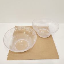 Vtg Retro Regaline Clear Plastic Round Bowls Embossed 1895 Flowers Scalloped picture