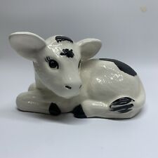 Vintage Scioto Ceramic Cow Calf Laying Down Figurine Trinket 1987 picture