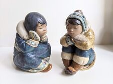 Lladro Pensive Eskimo Boy #2159 OR Girl #2158 in Gres Finish ~ Retired Figurine picture