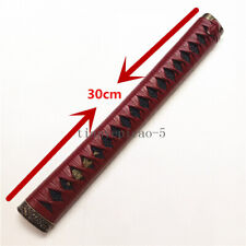 30cm Red Leather Handle Tsuka Black Rayskin For Japanese Katana Samurai Sword picture