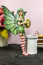 Ebros Amy Brown Chocolate Cookie and Candy Cane Tea Cup Christmas Fairy Collecto picture