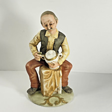 Vintage Lefton Man Pottery Maker Sitting Brown Bisque Ceramic Figurine 8” Tall picture