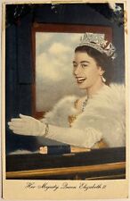 Her Majesty Queen Elizabeth II Raphael Tuck & Sons Damaged Postcard 1953 Posted picture