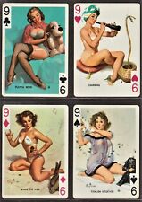 4 Vintage GIL ELVGREN Paintings on NINEs 9's Mint Pinup Playing Cards  1950's picture