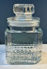 Vintage Koeze's Clear Glass Apothecary Jar With Airtight Lid Square Design picture