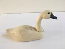 Hand Carved Wooden Ivory Swan 7.5” x4.5” picture
