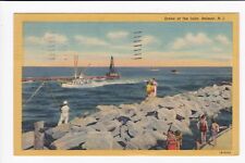 Scene At The Inlet Belmar New Jersey Boat Fishing Linen Postcard picture