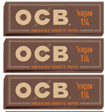 3x OCB ROLLING PAPERS VIRGIN 1 1/4 1.25 3/PKS *BEST PRICE* *FREE USA SHIPPING* picture