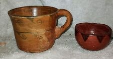 Old Maricopa Indian Black On Red Pottery Cup And Bowl picture