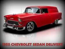 1955 Chevrolet Sedan Delivery in Red NEW Metal Sign: 12 x 16