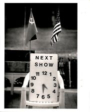 LG22 1991 Original Photo CIRCUS CLOCK Next Show Clock Shriner's Flag Sponsorship picture