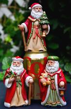 Santa Figures Set #3 Old World LOTSA COLOR Excellent Cond Christmas Ceramic 4.5