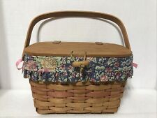 Longaberger 1991 Mothers Day LID Purse Basket Floral fabric Liner storage basket picture