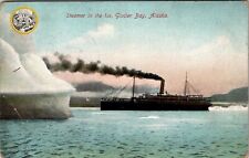 c.1913 Steamer Ship Boat in the Ice Glacier Bay Alaska Posted DB VTG Postcard  picture