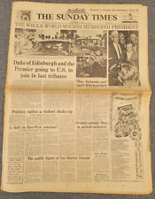 THE SUNDAY TIMES PRESIDENT J F KENNEDY 24TH NOV 1963 ORIGINAL NEWSPAPER picture