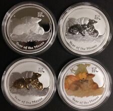 2008 Lunar Year of the Mouse 1oz Silver Typeset Coins (Proof, Gilded, Coloured) picture