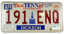 Tennessee 2000 Car License Plate Tag Dickson Co. Garage Man Cave Decor Collector picture