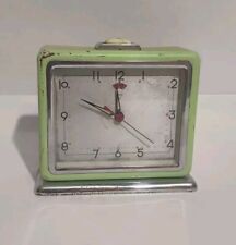 Vintage Retro Shanghai Diamond Alarm Clock, Green Chinese Square Wind-Up Clock picture