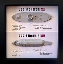 Monitor & Merrimack (CSS Virginia) Ironclad Memorial Display Shadow Box, 9