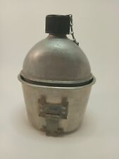 Vtg WW2 Military Aluminum Army Water Drinking Canteen with Cup picture