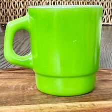 Green Anchor Hocking Milk Glass Mug Coffee Cup Vintage Retro MCM Happy picture