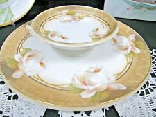 Prussia Signed Royal Rudolstadt Germany Dish Roses cocktail serving plate  picture