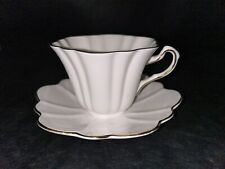Vintage Rosina Fluted White Tea Cup/Saucer  with Gold Trim picture