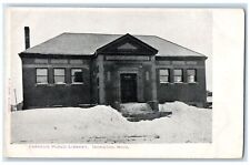 c1905 Carnegie Public Library Winter Smokestacks Ironwood Michigan MI Postcard picture
