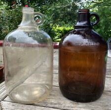 Vintage  Glass One Gallon Jug Lot Of 2.  Duraglass. Brown And Clear Jugs picture