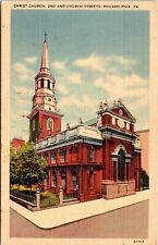 Christ Church Street View Philadelphia Pennsylvania PA Tower Cross UNP Postcard picture