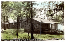 The Three Oaks Cabins Lake Norfork Gamaliel, AR Arkansas Adv Real Photo Postcard picture