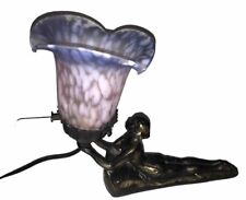 Chandler Antique Art Deco Lamp Lady Nude Laying Down Table Lamp Bronze Glass picture