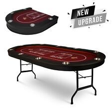 Koreyosh Folding Poker Table 10 Players w/Upgraded Legs Cup Holders Texas Holdem picture