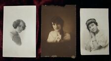 3 Antique Portrait Photos of Young Ladies, Early 1900's Nice  B/W picture
