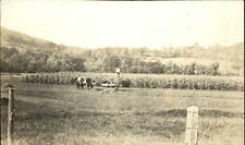RPPC Townsend VT oxen team antique hay baling machine farmer Real Photo 1904-18 picture