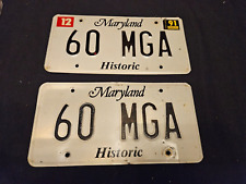 Vintage Pair ~ 60 MGA Historic Maryland Vanity Plates Tags 1990s ~ Off a MG Car picture