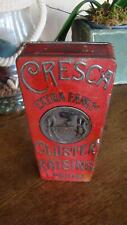 CRESCA EXTRA FANCY CLUSTER RAISINS VINTAGE RED TIN NEW YORK RARE ANTIQUE picture