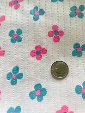 Vintage 70s Pique Neon Groovy Flower Power Colorful MOD Floral Fabric 3.5 Yd picture