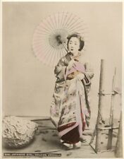 c.1890's PHOTO - JAPAN JAPANESE GIRL HOLDING UMBRELLA picture