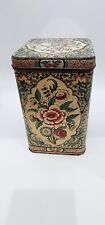 VINTAGE HANDCRAFTED IN HOLLAND FLORAL TIN CONTAINER. VINTAGE HOLLAND TIN.   picture