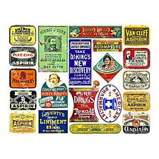 Pharmacy Signs & Aspirin Tin Stickers, Apothecary Labels, Cut & Peel Sheet, 788 picture