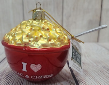 Kurt Adler Noble Gems Holiday I Love Mac & Cheese Blown Glass Ornament New picture