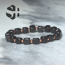 Shungite and Copper bracelet cubic beads 6mm EMF Protection Grounding Healing picture