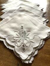 Set of 6 Vintage Cream Cotton  Napkins Madeira Hand Embroidery picture