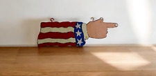 Antique Wood Hanging Sign  Hand Pointing Painted Folk Art Primitive red white picture