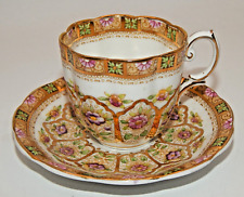 Royal Albert Fine Bone China Demitasse Cup and Saucer Set COURT Gold Gilt Floral picture