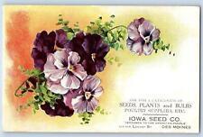 Des Moines Iowa IA Postcard Iowa Seed Company Embossed Advertisement c1910's picture
