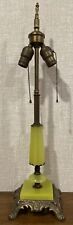Antique Arts & Crafts Style Yellow Uranium Glass Lamp Base - Must See Glows picture