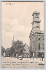 Postcard Pennsylvania Mechanicsburg Main Street View Town Hall & Church 1910 picture